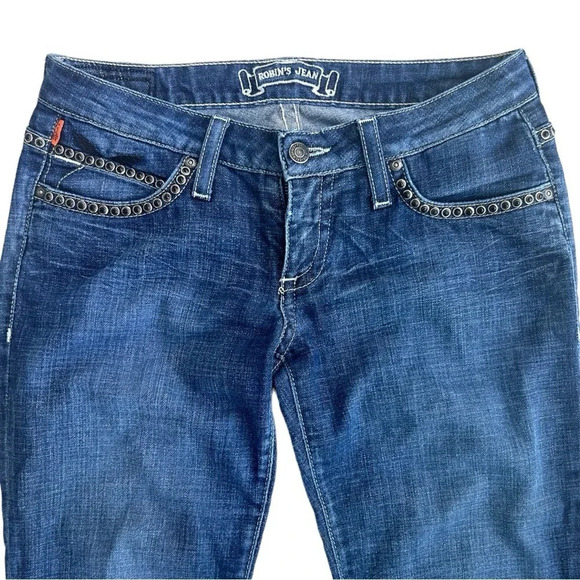 Robin's Jean Marilyn Black Crystal Studded Denim Jeans Embellished Biker Metal - Picture 6 of 13